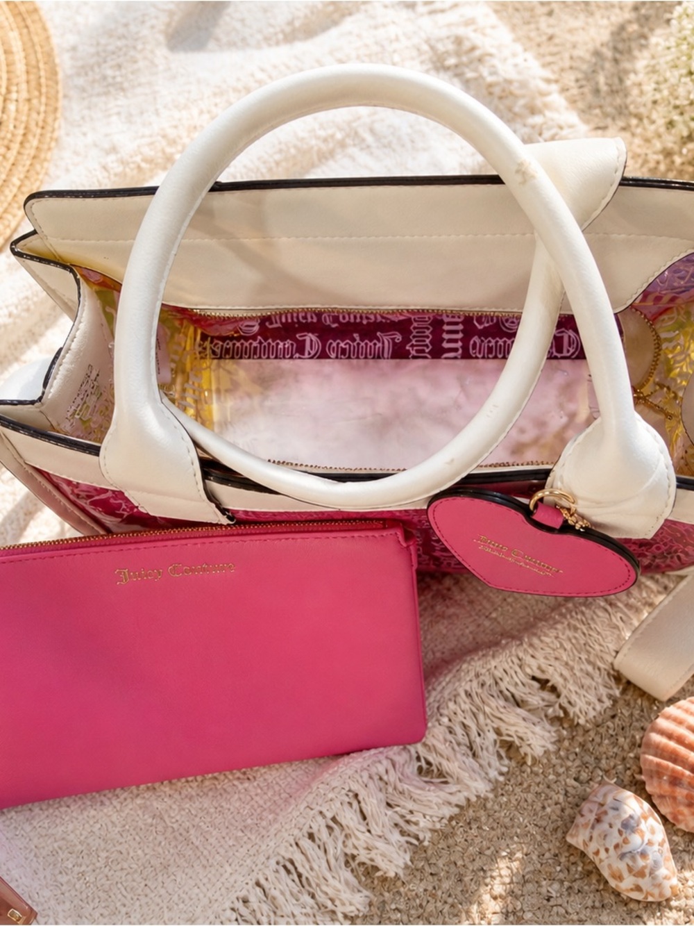 Juicy Couture Hot Pink Clear Tote with Matching Pouch - Picture 2 of 4